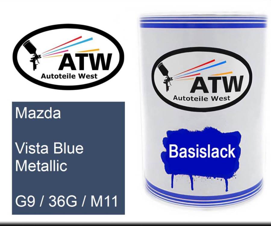 Mazda, Vista Blue Metallic, G9 / 36G / M11: 500ml Lackdose, von ATW Autoteile West.